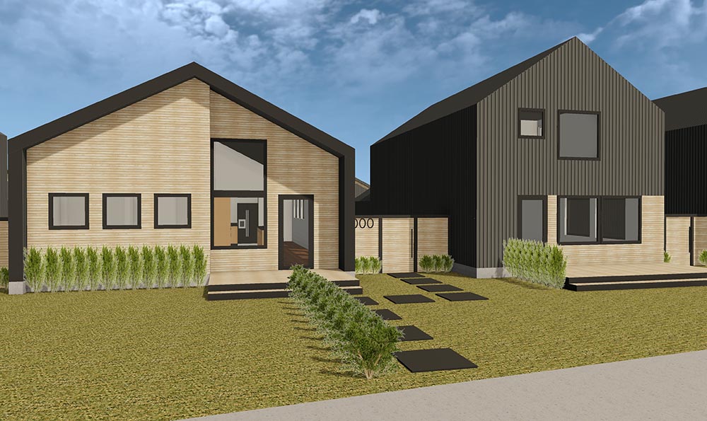 Rendering of two cottages one and two story<br />
